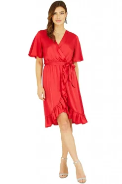 Women Mela London Satin Wrap Dress