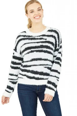 Women Mela London Zebra Knitted Fluffy Jumper