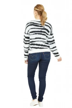 Women Mela London Zebra Knitted Fluffy Jumper