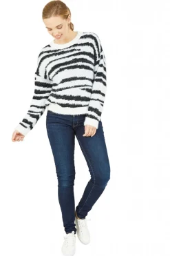 Women Mela London Zebra Knitted Fluffy Jumper