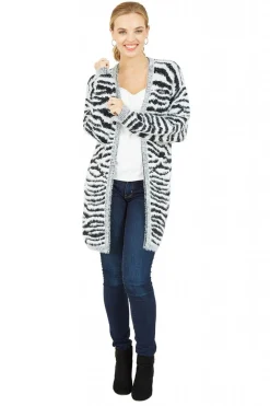 Women Mela London Zebra Knitted Edge To Edge Cardigan