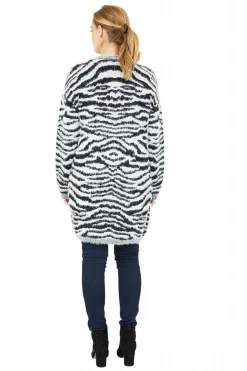 Women Mela London Zebra Knitted Edge To Edge Cardigan