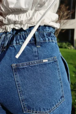 Women SETSOFRAN London High Waist Shape Paperbag Jeans Medium Wash