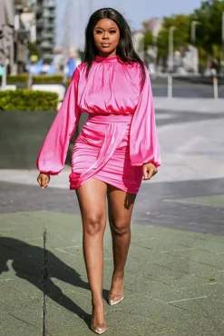 Women SETSOFRAN London Satin Blouson Dress