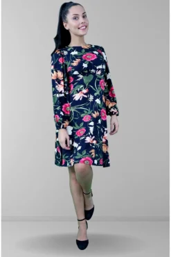 Women Signage Floral Print Skater Midi Dress