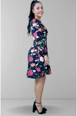 Women Signage Floral Print Skater Midi Dress
