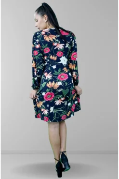 Women Signage Floral Print Skater Midi Dress