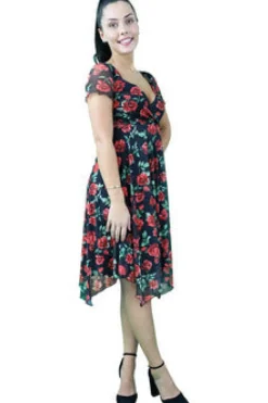 Women Signage Flower Print Wrap Dress