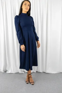 Women Signage Long Sleeve Turtle Neck Midi Dress