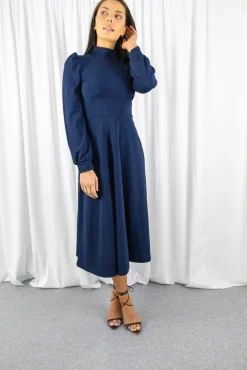 Women Signage Long Sleeve Turtle Neck Midi Dress