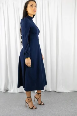 Women Signage Long Sleeve Turtle Neck Midi Dress