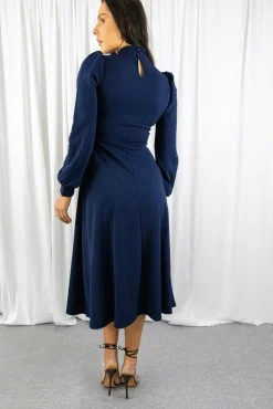 Women Signage Long Sleeve Turtle Neck Midi Dress