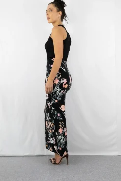 Women Signage Pencil Maxi Skirt In Pink Floral Print