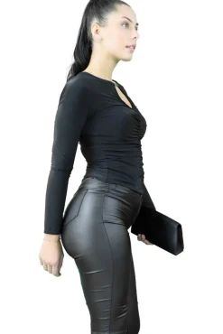 Women Signage Pu Legging Casual