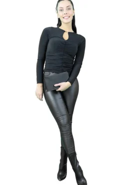 Women Signage Pu Legging Casual