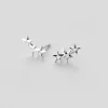 Women White Leaf 3 Star Earring In Sterling