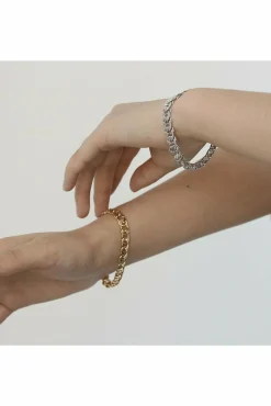 Women White Leaf Chain Link Bracelet In
