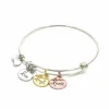 Women White Leaf Live Laugh Love Bangle In