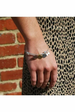 Women White Leaf Live Laugh Love Bangle In