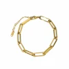 Women White Leaf Long Links Bracelet In