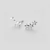Women White Leaf Shooting Stars Earring In Sterling