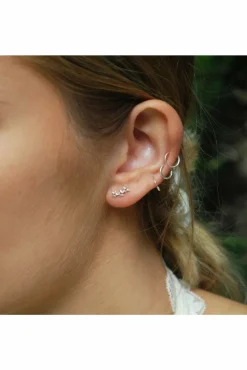 Women White Leaf Shooting Stars Earring In Sterling