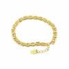 Women White Leaf Square Chain Link Bracelet In