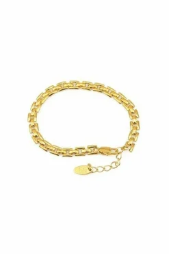 Women White Leaf Square Chain Link Bracelet In
