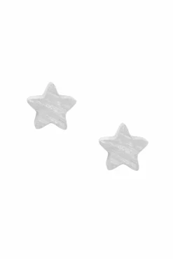 Women White Leaf Star Earring In