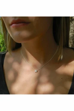 Women White Leaf Star Necklace In