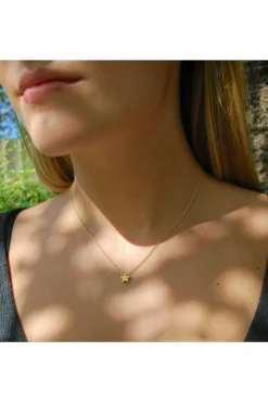 Women White Leaf Star Necklace In