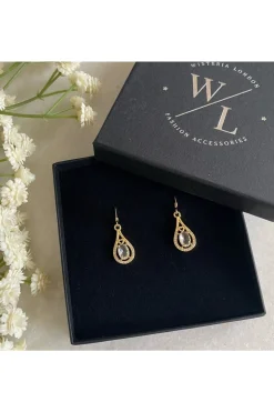Women Wisteria London Esmeralda Clear Teardrop Earrings