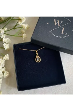 Women Wisteria London Esmeralda Clear Teardrop Necklace