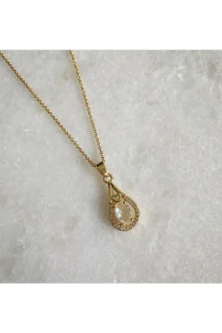 Women Wisteria London Esmeralda Clear Teardrop Necklace