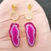 Women Yaa Yaa London Agate 'Hold On' Rose Quartz Gemstone Statement Earrings