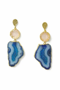 Women Yaa Yaa London 'Hold On' Rose Quartz Statement Earrings