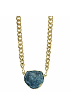 Women Yaa Yaa London Mega Green Gemstone Chunky Gold Necklace
