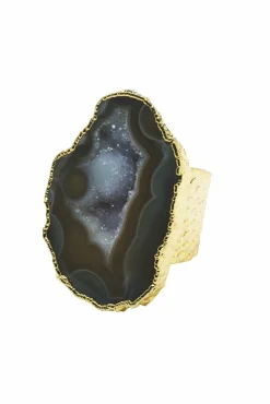 Women Yaa Yaa London 'Mega' Neutral Gemstone Statement Ring