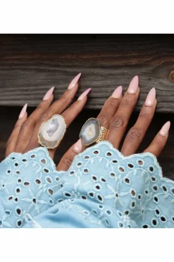 Women Yaa Yaa London 'Mega' Neutral Gemstone Statement Ring