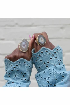 Women Yaa Yaa London 'Mega' Neutral Gemstone Statement Ring