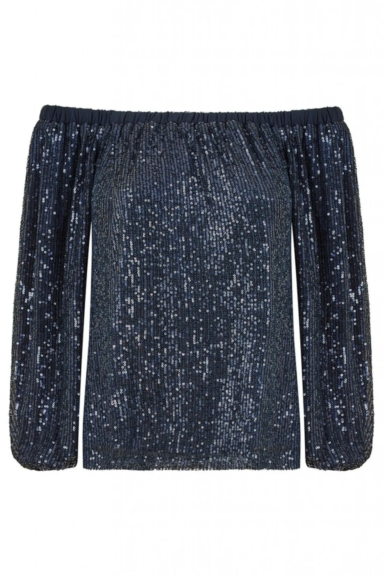 Women Yumi All Over Sequin Bardot Long Sleeve Top