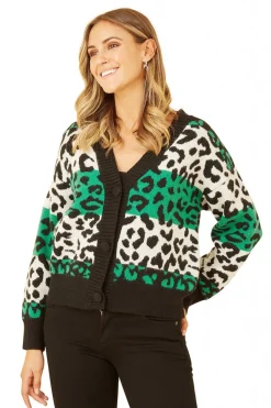 Women Yumi Animal Stripe Intarsia Knitted Cardigan