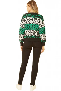 Women Yumi Animal Stripe Intarsia Knitted Cardigan