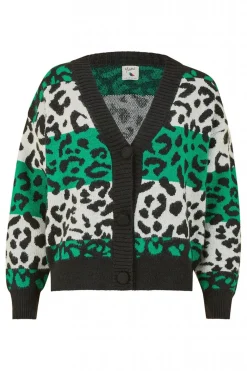 Women Yumi Animal Stripe Intarsia Knitted Cardigan