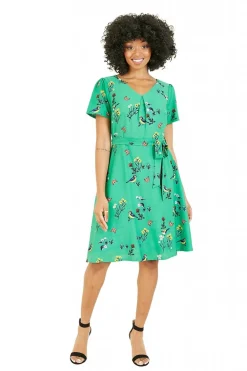 Women Yumi Bird Print Skater Dress