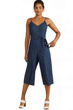 Women Yumi Button Detail Denim Jumpsuit