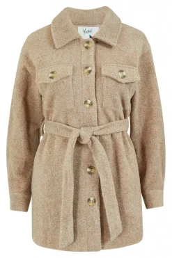 Women Yumi Button Down Shacket With Tie Belt