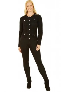 Women Yumi Cable Knit Cropped Button Up Cardigan
