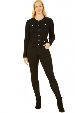 Women Yumi Cable Knit Cropped Button Up Cardigan