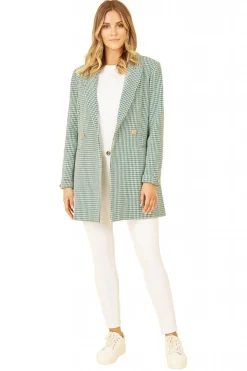 Women Yumi Check Long Line Blazer